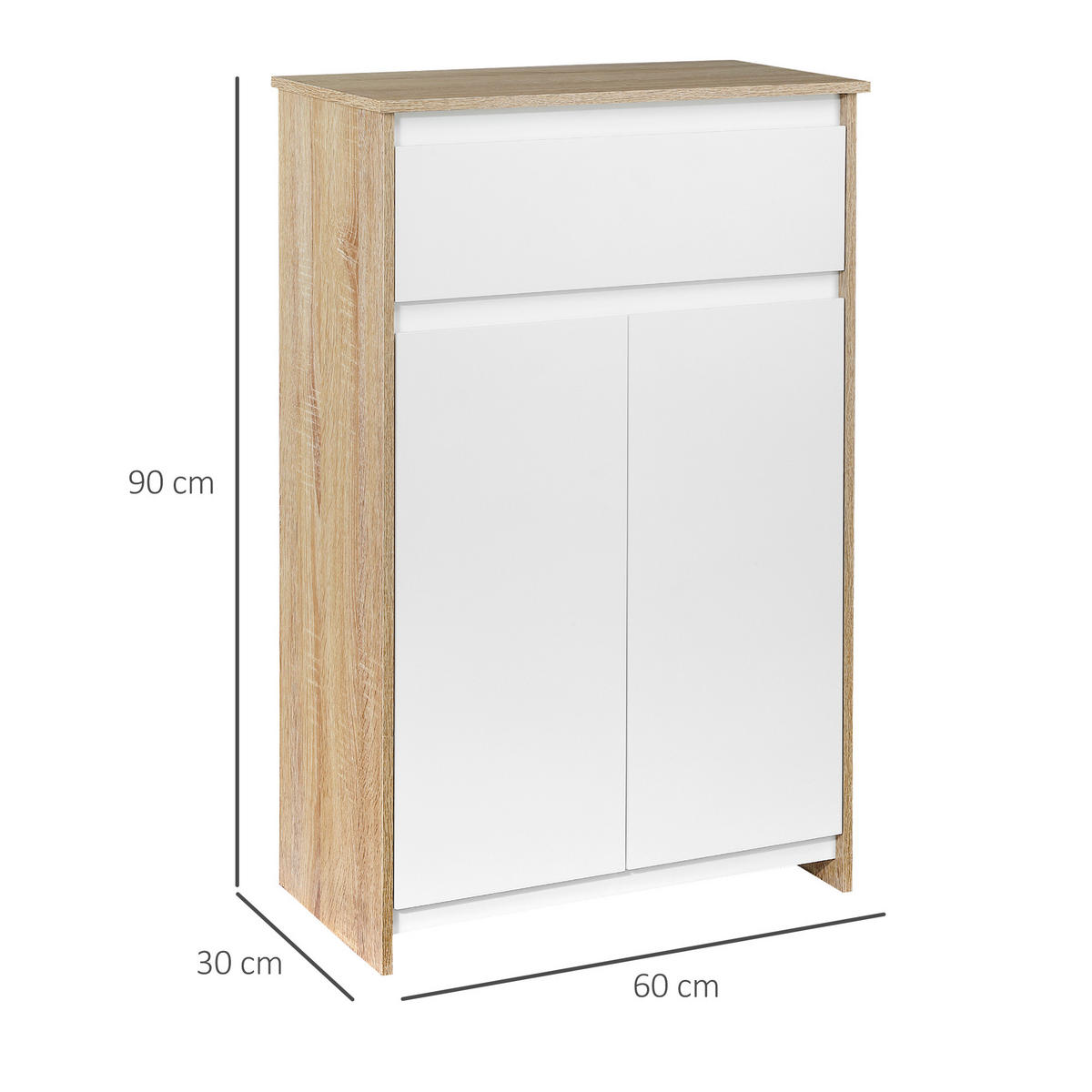MIDISCHRANK DE-12540 60/30/90 cm Weiß - Weiß, Holzwerkstoff (30/90/60cm) - ComfortXL