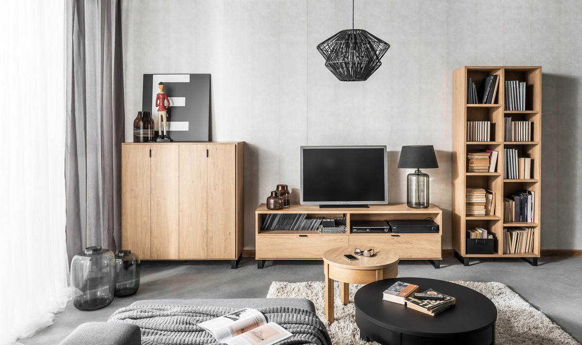 COUCHTISCH rund Buche massiv - Grau, Holzwerkstoff (54/54/45cm) - Vox Möbel