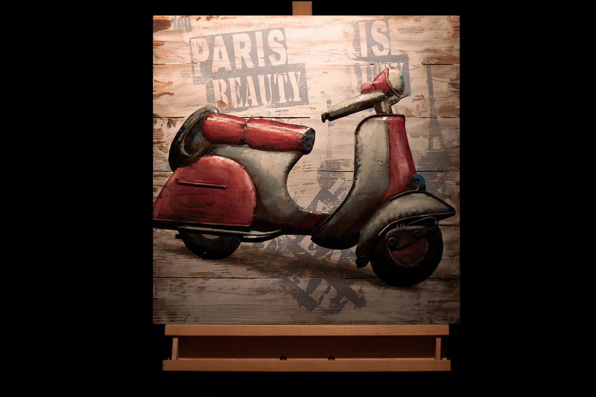 HOLZBILD Rot 60/60 cm - Rot/Silberfarben, Holz/Metall (2.34/60cm) - KUNSTLOFT