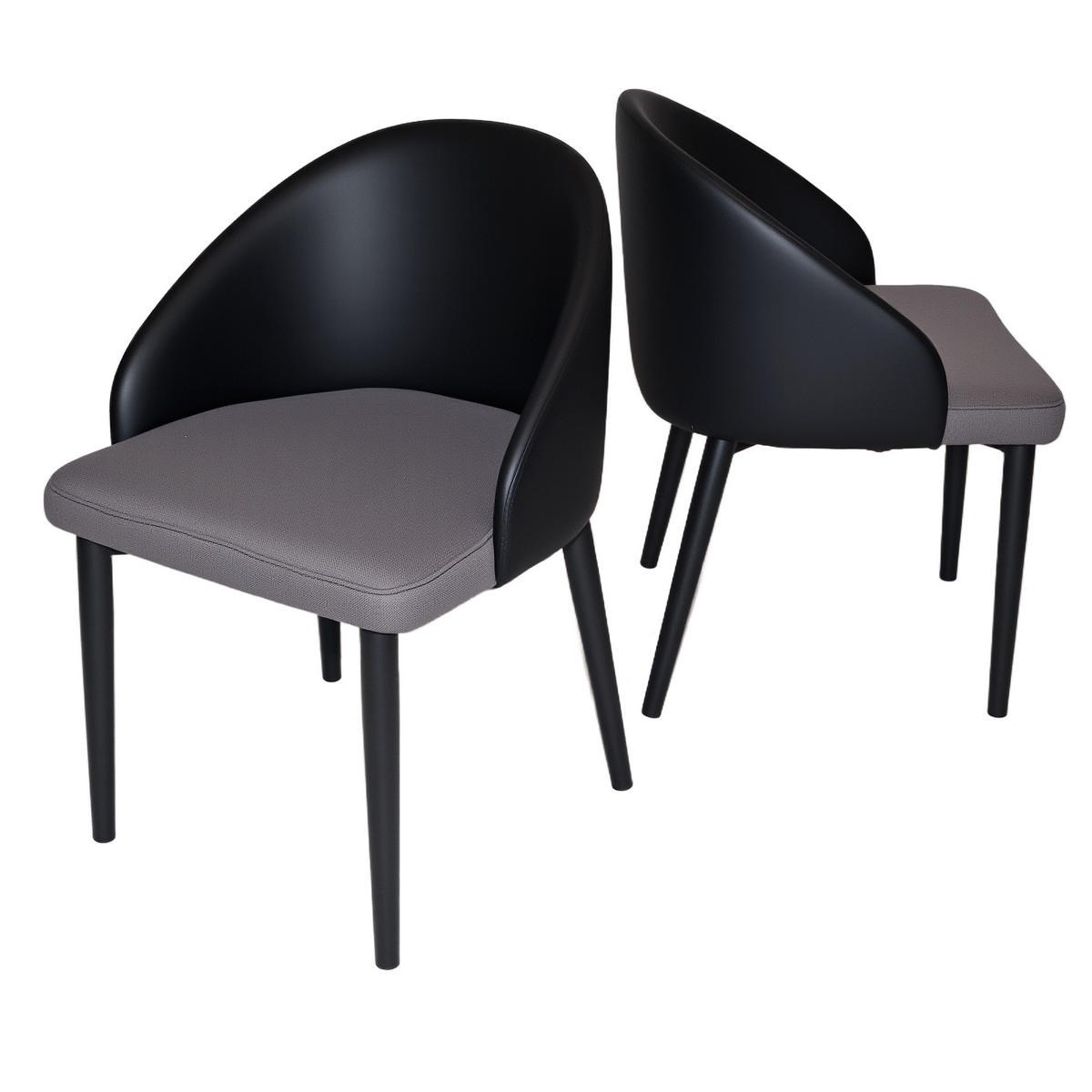 STUHL-SET DE-36247 2 Stück mit Mesh-Sitz Schwarz/Grau - Schwarz, Metall (56/75/50cm) - ComfortXL