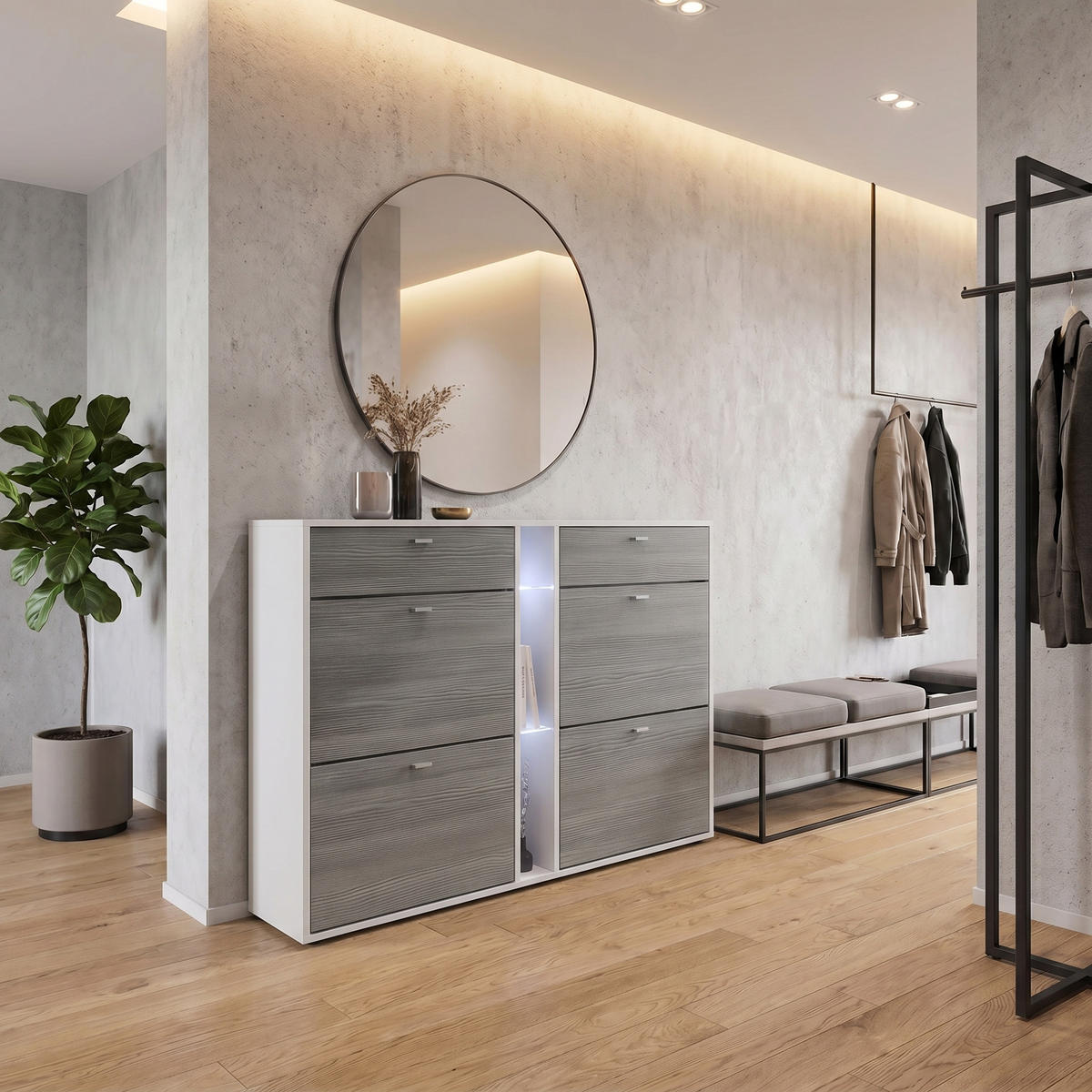 SCHUHSCHRANK Today Fronten in Avola-Anthrazit - Anthrazit, Holzwerkstoff (155.5/95/28cm) - Vladon