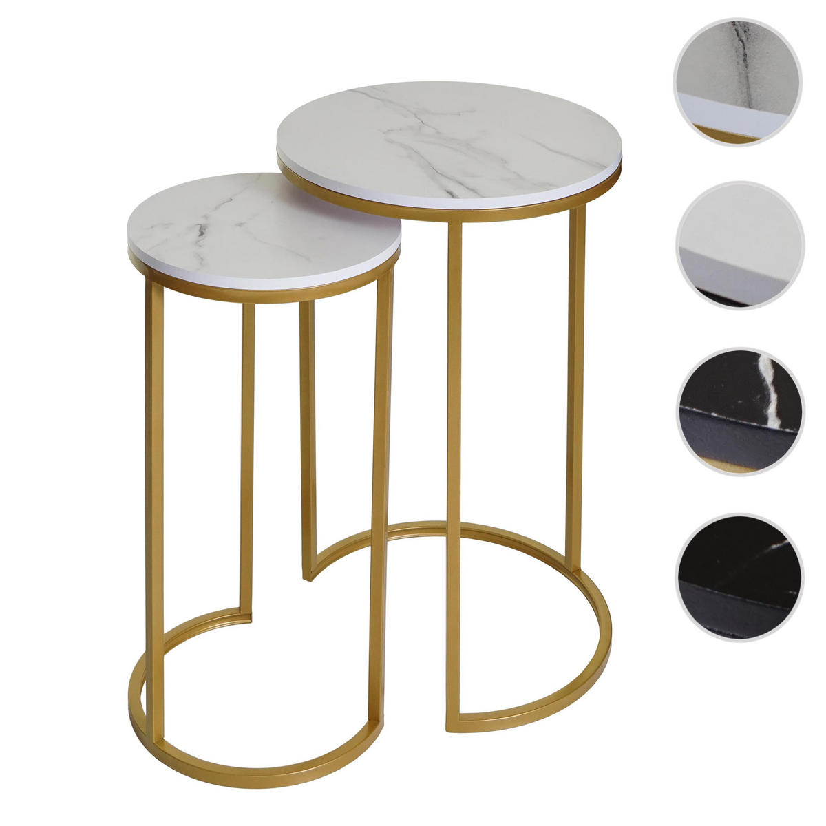 BEISTELLTISCH rund Weiß, Gold 2er-Set - Goldfarben/Weiß, Holzwerkstoff (40/40/64cm) - MCW