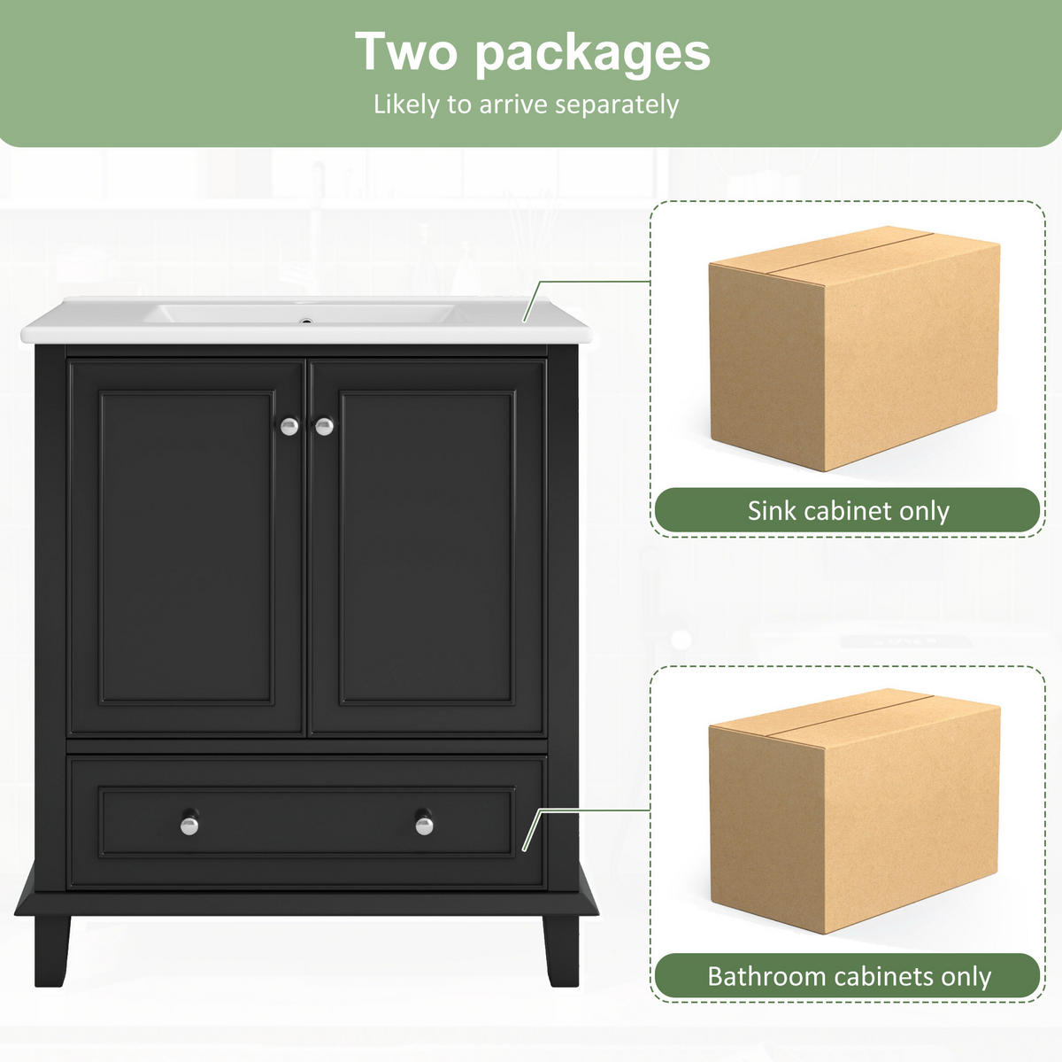 WASCHTISCHKOMBI 73/45/87 cm Schwarz aus MDF und Keramik mit Stauraum - Schwarz, Holzwerkstoff (73/87/45cm) - OKMYHOME