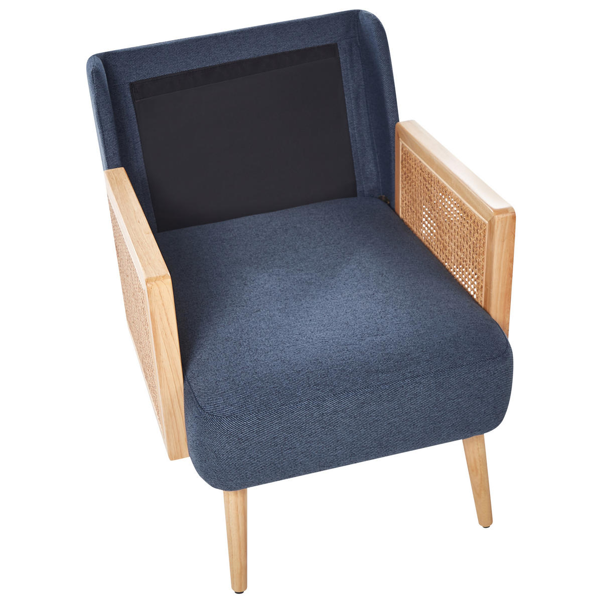 SESSEL Polsterbezug Blau Orum - Blau/Hellbraun, Textil (65/80/78cm) - Beliani