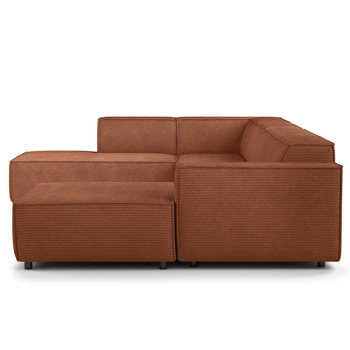 WOHNLANDSCHAFT mit Longchair & Ottomane - Schwarz/Braun, Kunststoff/Textil (369/70/234cm) - home24