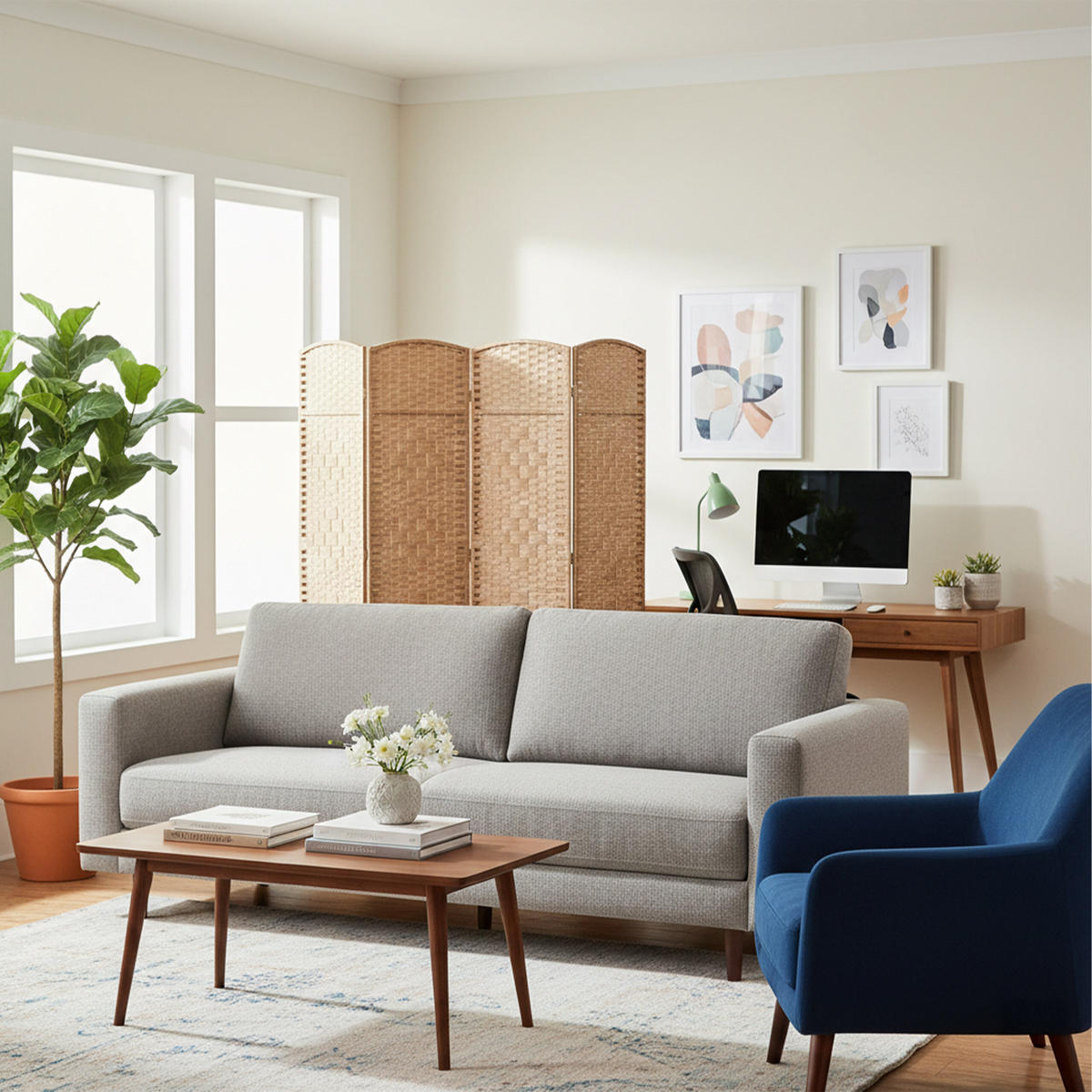 PARAVENT - Hellbraun, Holz/Papier (160/170/2cm) - Relaxdays