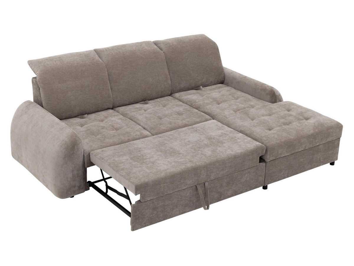 ECKSCHLAFSOFA Soreno, Seite: Links - Dunkelbraun/Schwarz, Holz/Kunststoff (255/176cm) - MIRJAN24
