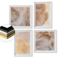WANDBILDER 4er-Set - 50x50 cm & 40x60 cm Weißer Rahmen - Warme Aquarellfarben auf Leinwand - Weiß, Kunststoff (50/50cm) - ArtPrintCave