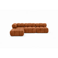 ECKSOFA L-Form Modulare, Veloursstoff Salvador, Braun, Links, Selia - Braun, Holz (285/160cm) - Kaiser Möbel