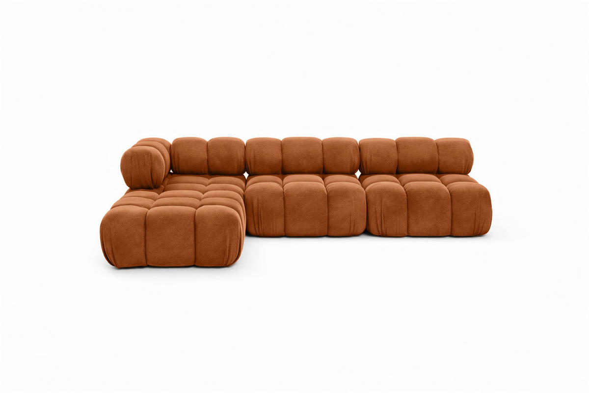 ECKSOFA L-Form Modulare, Veloursstoff Salvador, Braun, Links, Selia - Braun, Holz (285/160cm) - Kaiser Möbel