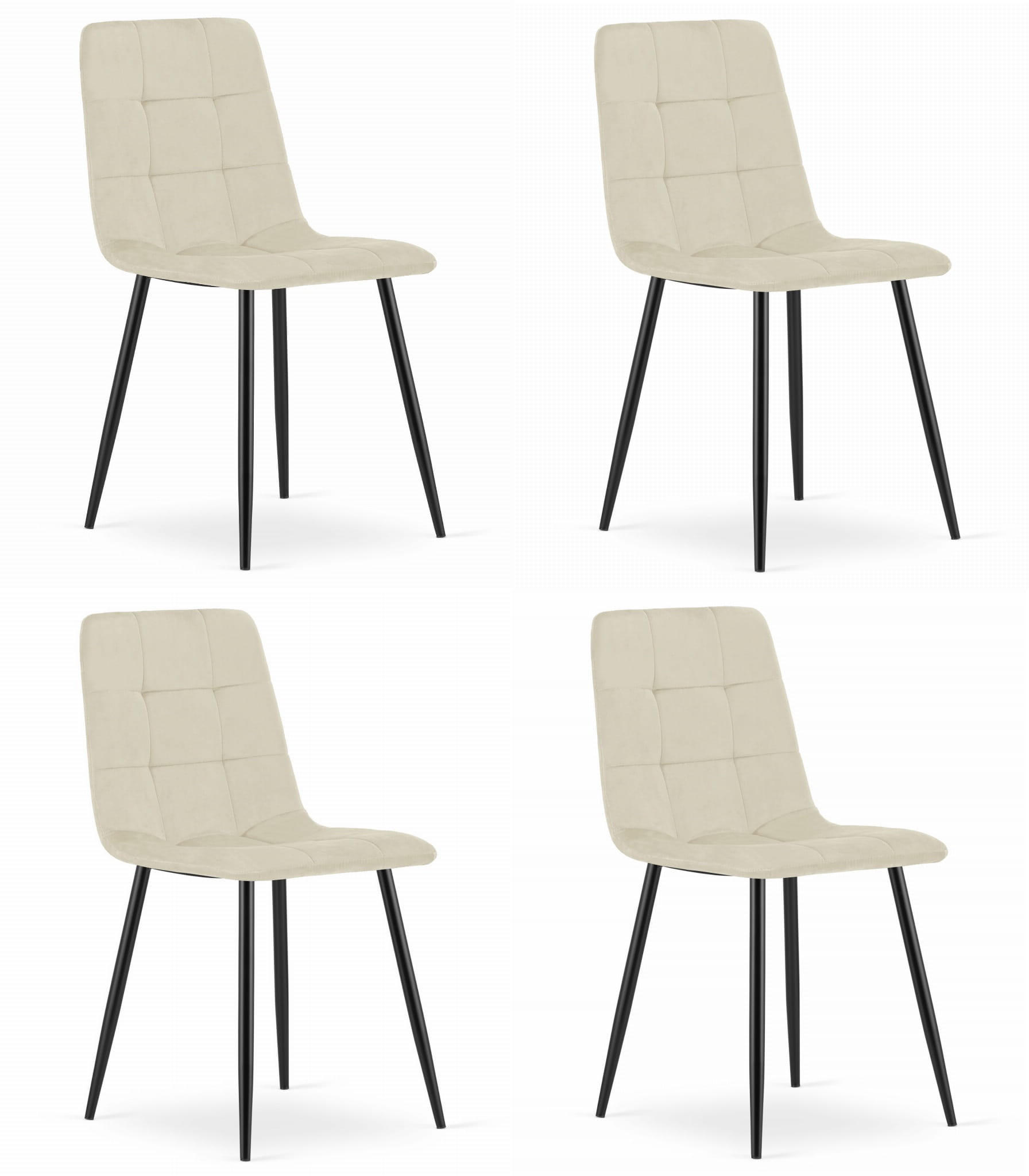 ESSZIMMERSTUHL 4-er Set PYRA beiger Sitz, schwarze Beine - Beige/Schwarz, Textil (45/87/50.5cm) - Valora