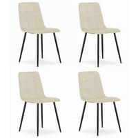 ESSZIMMERSTUHL 4-er Set PYRA beiger Sitz, schwarze Beine - Beige/Schwarz, Textil (45/87/50.5cm) - Valora