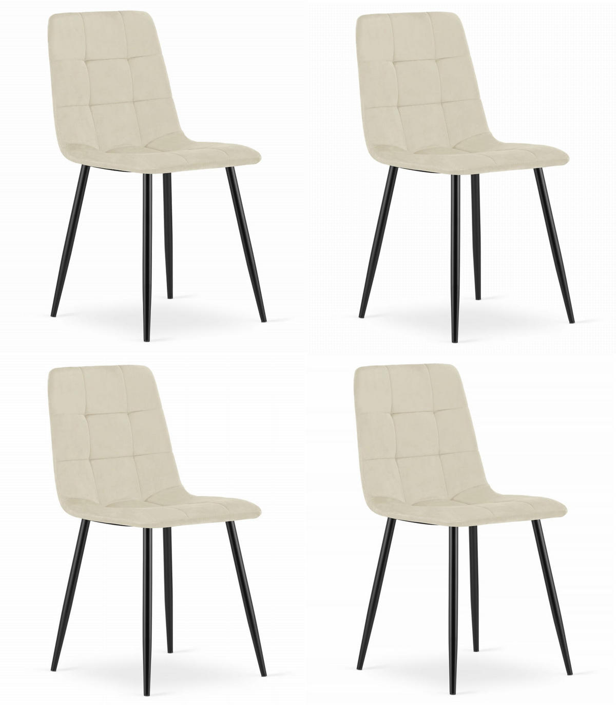 ESSZIMMERSTUHL 4-er Set PYRA beiger Sitz, schwarze Beine - Beige/Schwarz, Textil (45/87/50.5cm) - Valora