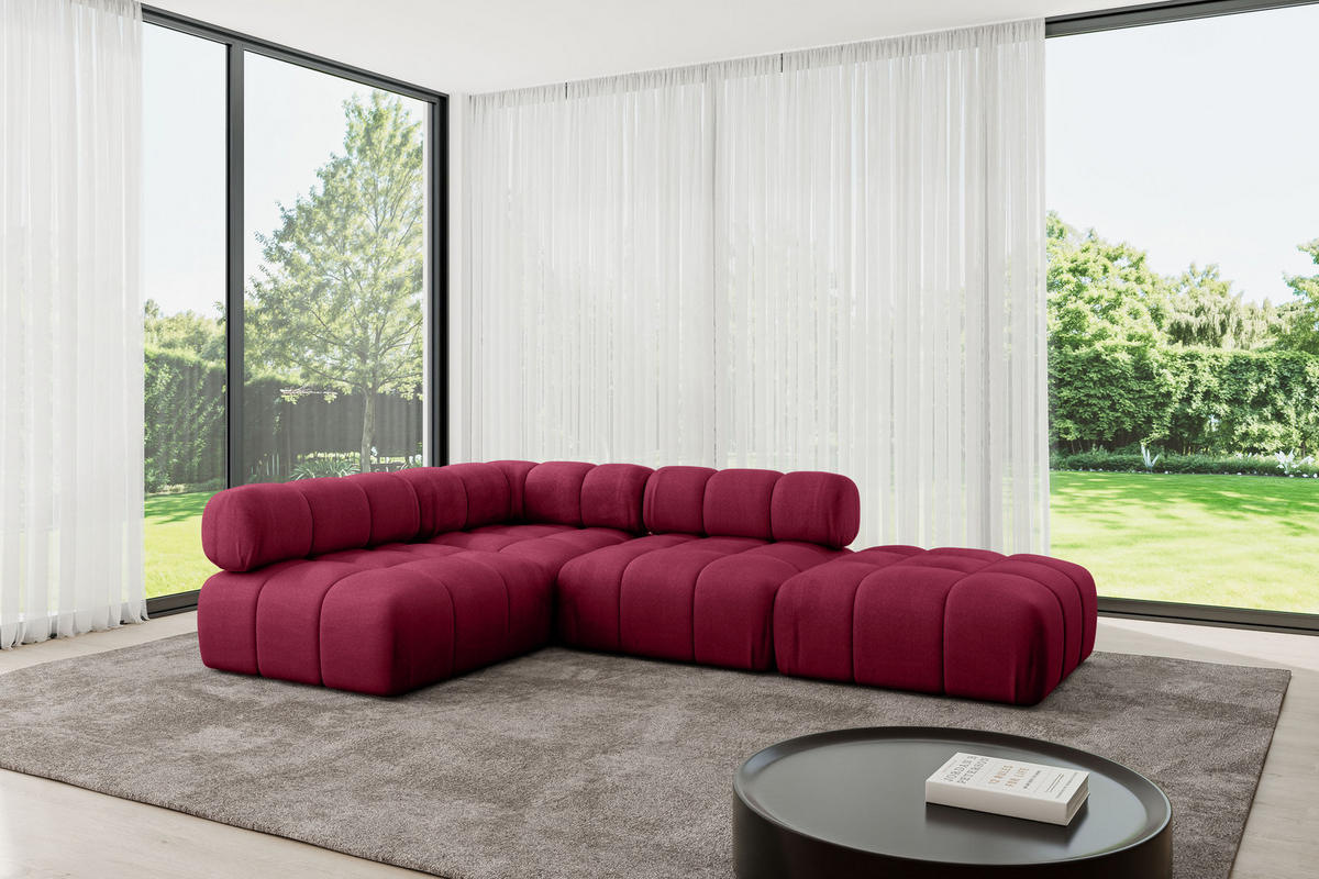 ECKSOFA modulares Sofa Favio-L1 - 285x190x70 cm Bordeauxrot Velours - Bordeaux, Holzwerkstoff/Textil (285/190cm) - ALTDECOR