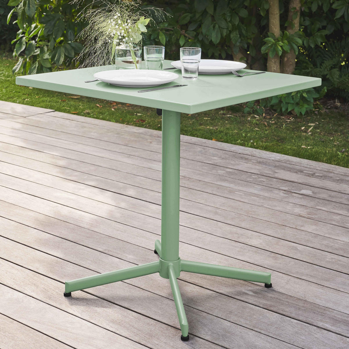 GARTENTISCH , klappbar, Salbeigrünen - Hellgrün, Metall (70/70/72cm) - Oviala