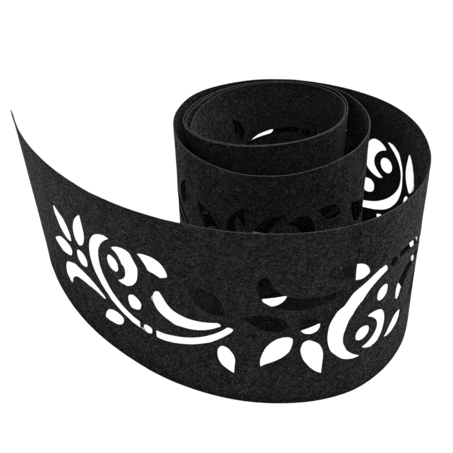 SICHTSCHUTZSTREIFEN Design Vlies Dekor Floral1 Einzelstreifen Schwarzgrau 2,55m - Schwarz, Kunststoff (260/19cm) - ZAUN|ZU