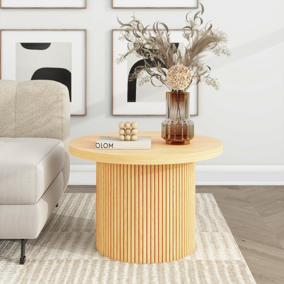 COUCHTISCH 90/90/40 cm Natur mit MDF Holz und Gummiholzkonstruktion - Naturfarben, Holz (60/60/40cm) - OKWISH