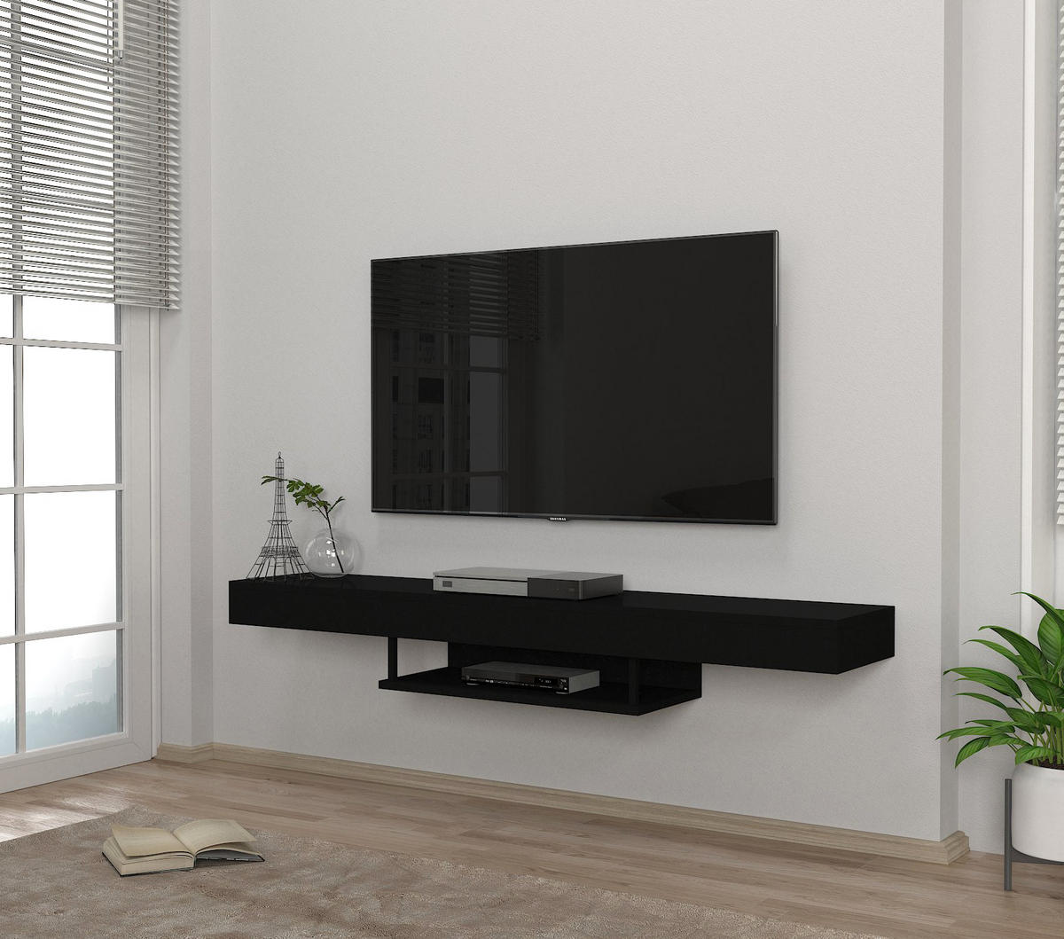 TV-LOWBOARD Hängend Alberes Schwarz - Schwarz, Holzwerkstoff (150/22/29.6cm) - moebel17
