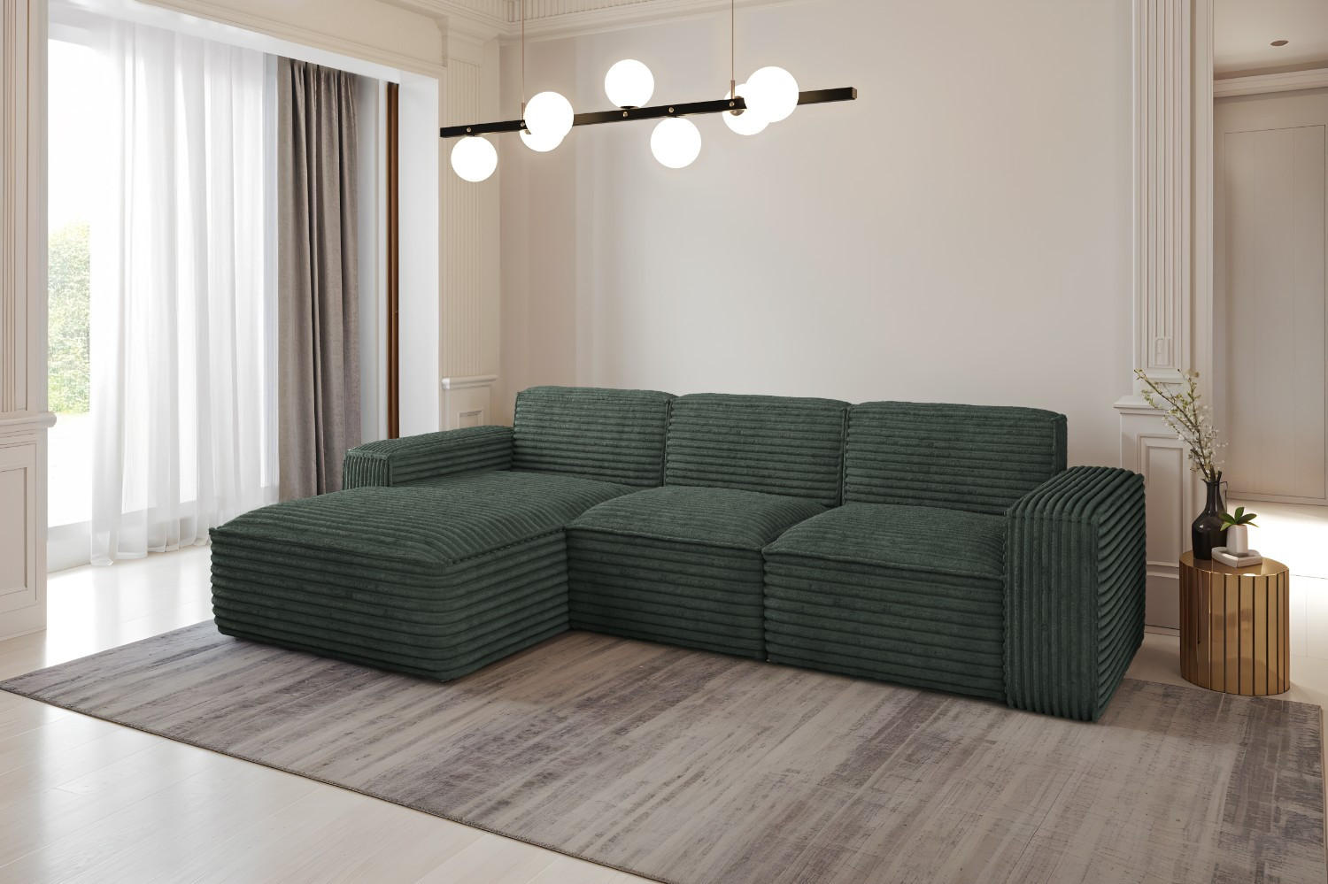 ECKSOFA L-Form Siena Stoff Velo Grün Links - Grün, Holz/Kunststoff (165/266cm) - Kaiser Möbel