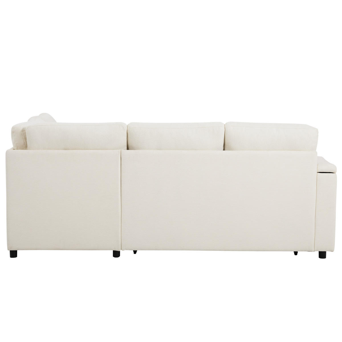 ECKSCHLAFSOFA 206.5/141/86 cm Beige mit Stauraum, Getränkehalter, USB-Ladeanschluss und Armlehnenablage - Beige, Textil (206.5/141cm) - Oxeza