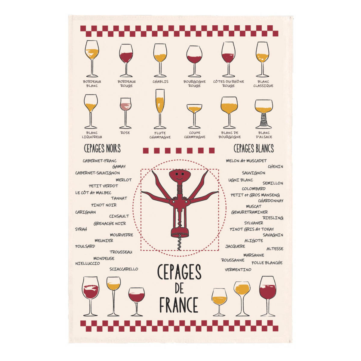 GESCHIRRTUCH Vins et cépages ekrü 50 x 70 cm - Weiß, Textil (50/70cm) - Winkler