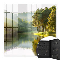 SCHLÜSSELBOX Schwarz 30x30 cm- Türöffnung nach rechts - Grüne Landschaft - Grün, Metall (30/30/5cm) - TULUP