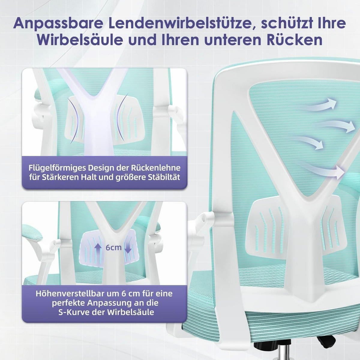 BÜROSTUHL mit Lendenstütze und klappbaren Armlehnen, blaugrün - Petrol, Textil (57/99/57cm)