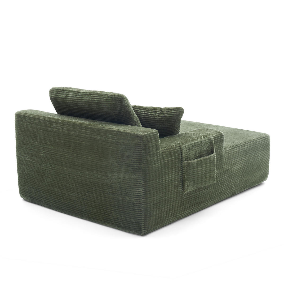 SOFA mit Seitentaschen und Kissen Cord Grün - Grün, Kunststoff (70/150/110cm) - Meubliv