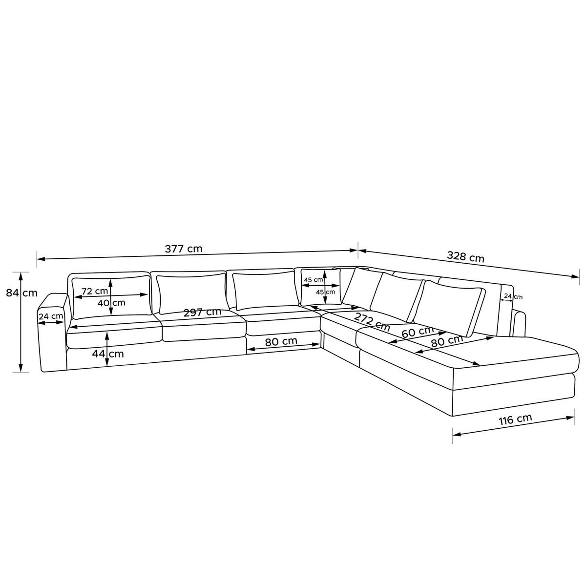 ECKSOFA XL rechts VERUS - Beige, Holz/Holzwerkstoff (377/328cm) - KONSIMO®
