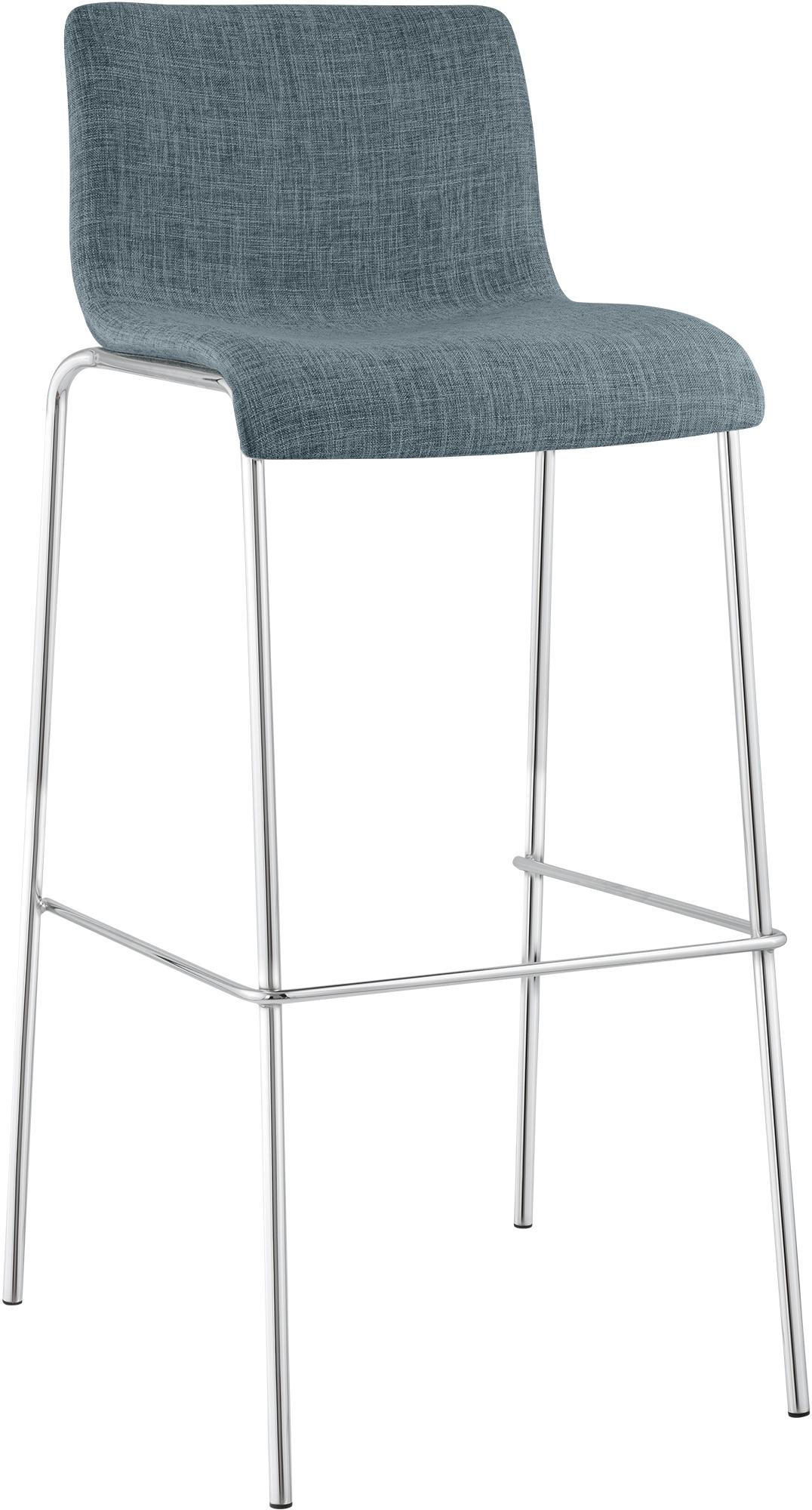 BARHOCKER Stoff Blau - Chromfarben/Blau, Textil/Metall (43/100/48cm) - CLP