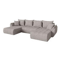 SEDACÍ SOUPRAVA DO U s funkcí spaní a úložným prostorem TOKO-U 378x194x86 světle šedá velur - černá/světle šedá, kompozitní dřevo/textil (378/86/194cm) - ALTDECOR