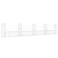 GARTENZAUN, Gabionenkorb U-Form mit 5 Säulen, 500/20/100 cm, aus Eisen - Silberfarben, Metall (20/100cm) - vidaXL