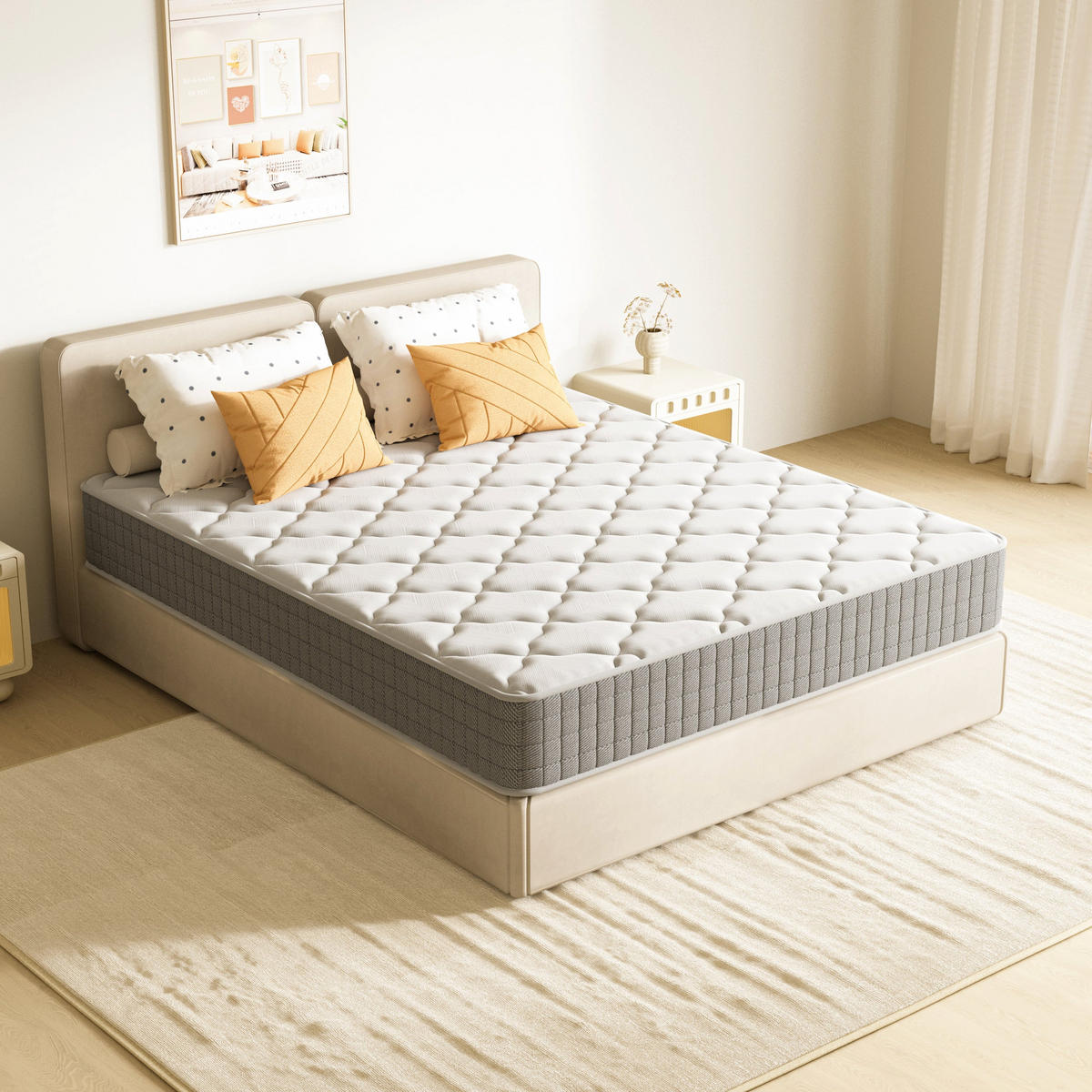 MATRATZE komfortabel, 140/200 cm, Höhe ca.: 22 cm, mittelfest, stützend, atmungsaktiv, beidseitig verwendbar - Multicolor, Textil (140/200cm) - DEWINNER