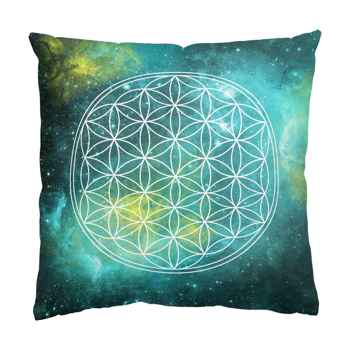 DEKOKISSEN Blume des Lebens im Licht der Sterne 50/50 cm - Weiß, Textil (50/50/10cm) - Bilderwelten