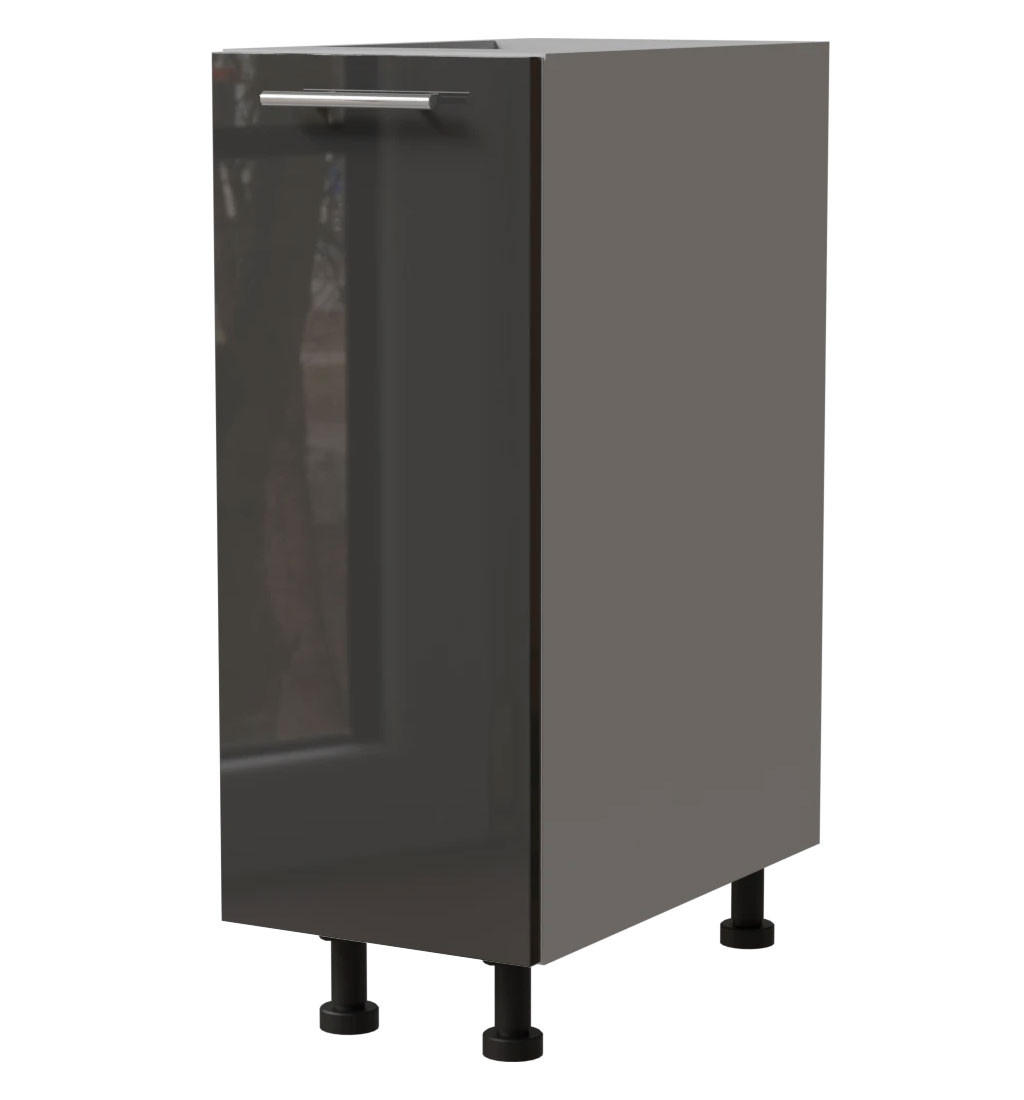 KÜCHENUNTERSCHRANK Essen D1D/20 Graphit Hochglanz / Grau Matt 20 / 50 / 82cm - Graphitfarben/Grau, Holz/Holzwerkstoff (20/82/50cm) - Feldmann-Wohnen