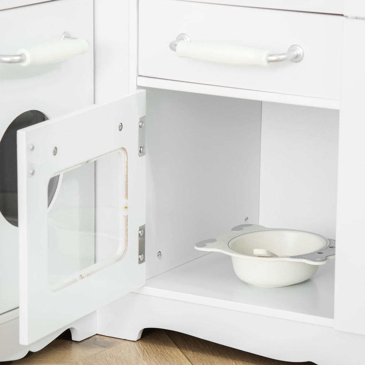 SPIELKÜCHE DE-18724 mit Spüle, Herd, Mikrowelle & Kühlschrank Weiß - Weiß, Holzwerkstoff (82/65/87cm) - ComfortXL