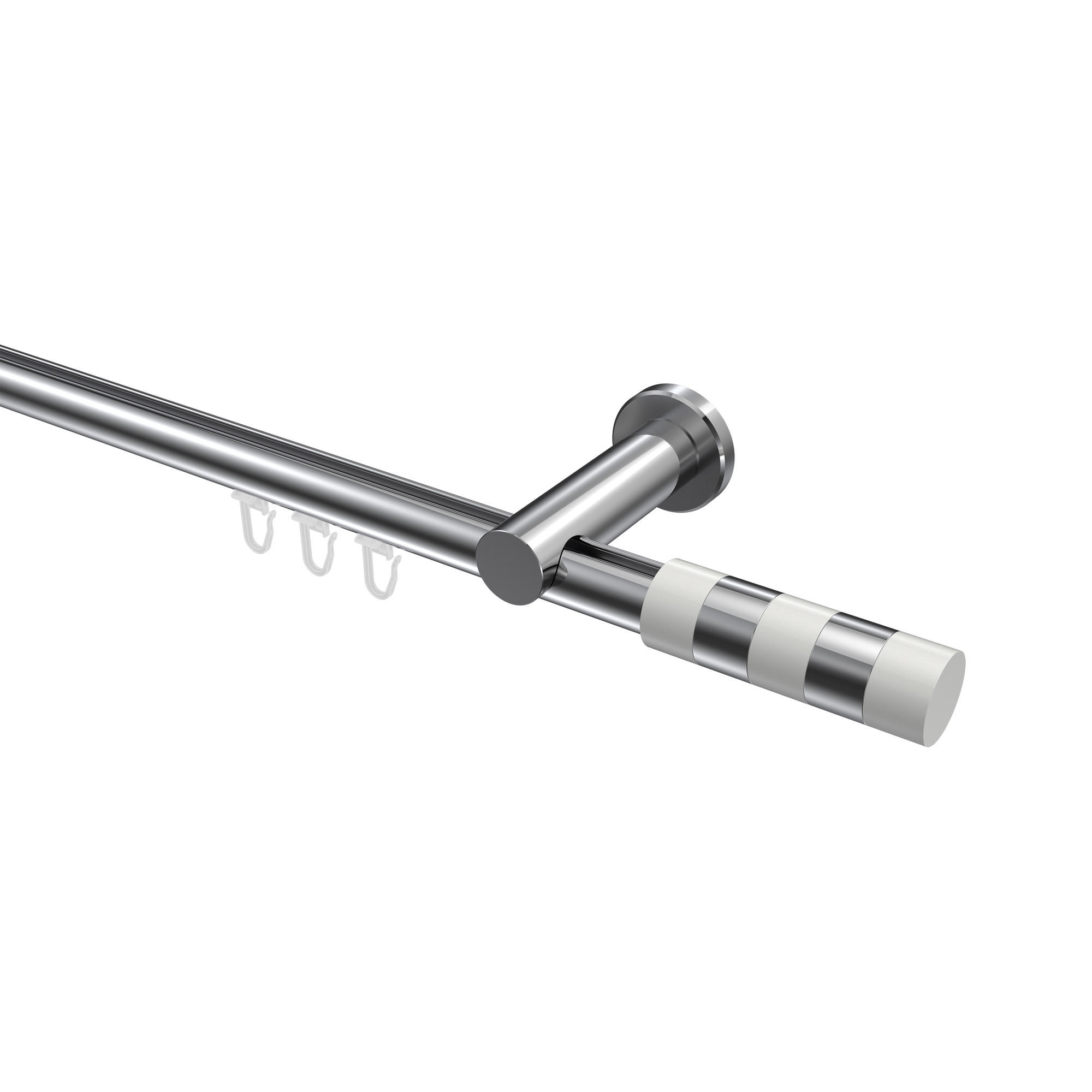Interdeco Gardinenstange Chrom, Weiß 360 cm