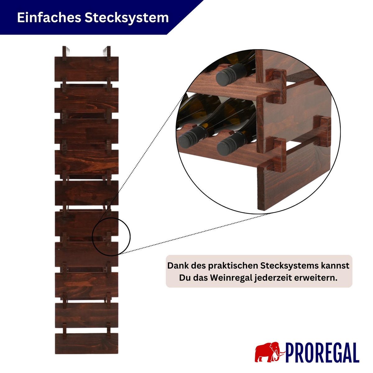 WEINREGAL NAVARRA aus Holz 135x103x28cm 100 Flaschen auf 10 Ebenen Braun geölt - Braun, Holz (103/135/28cm) - PROREGAL