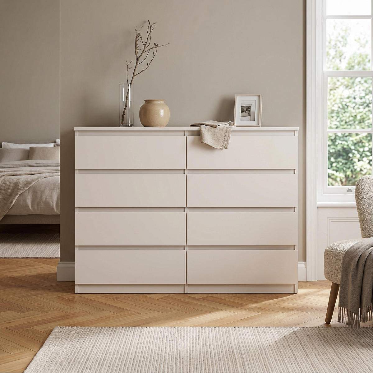 KOMMODE NUDO 120/101,5/39cm mit 8 Schubladen Türen Kaschmir - Kaschmir, Holzwerkstoff (120/101.5/39cm) - MASSENO