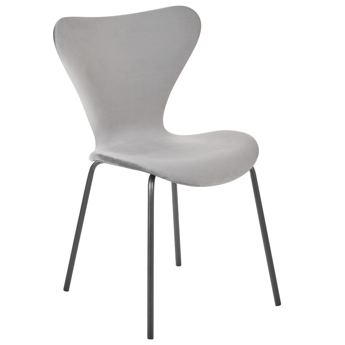 STUHL 2er-Set Samtstoff Hellgrau/Schwarz Boonville - Grau, Textil/Metall (50/82/50cm) - Beliani