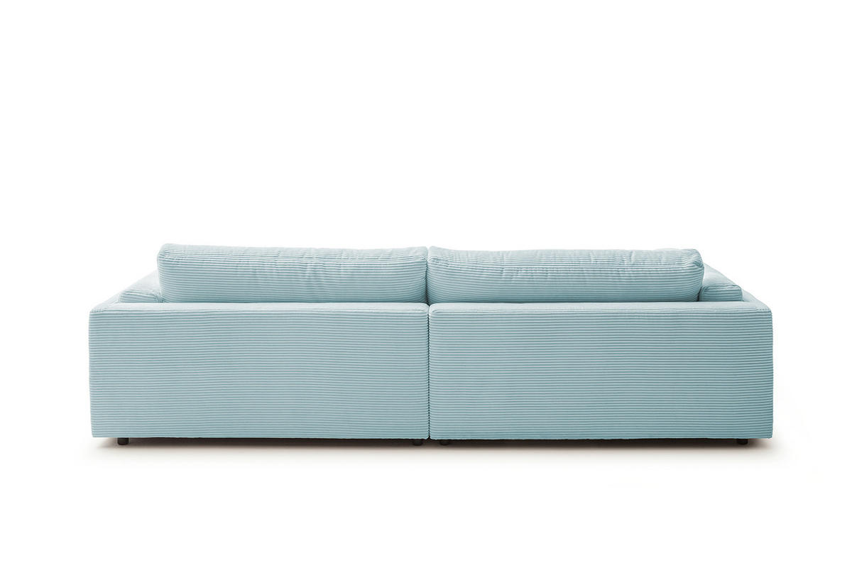 BIG SOFA RAINA Hellblau Cord - Schwarz/Hellblau, Kunststoff/Textil (254/85/150cm) - KAWOLA