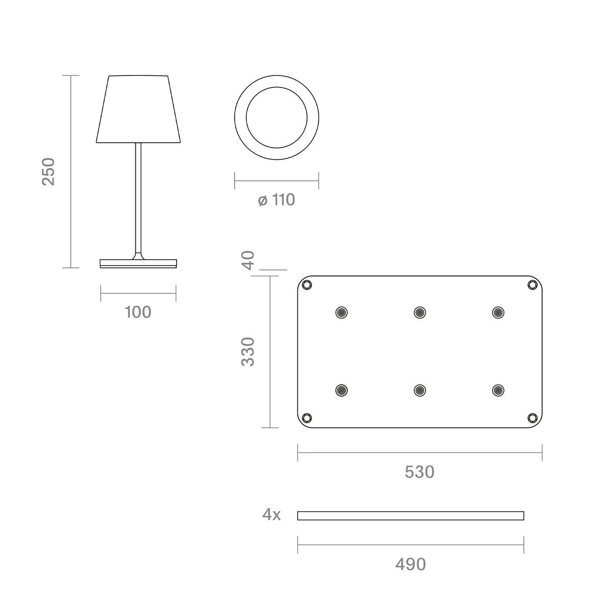 LED Akku-Tischlampe, Nuindie mini 3.0 6er-Set mit Ladestation, salbeigrün - Grün, Metall (25/10/25cm) - Sigor