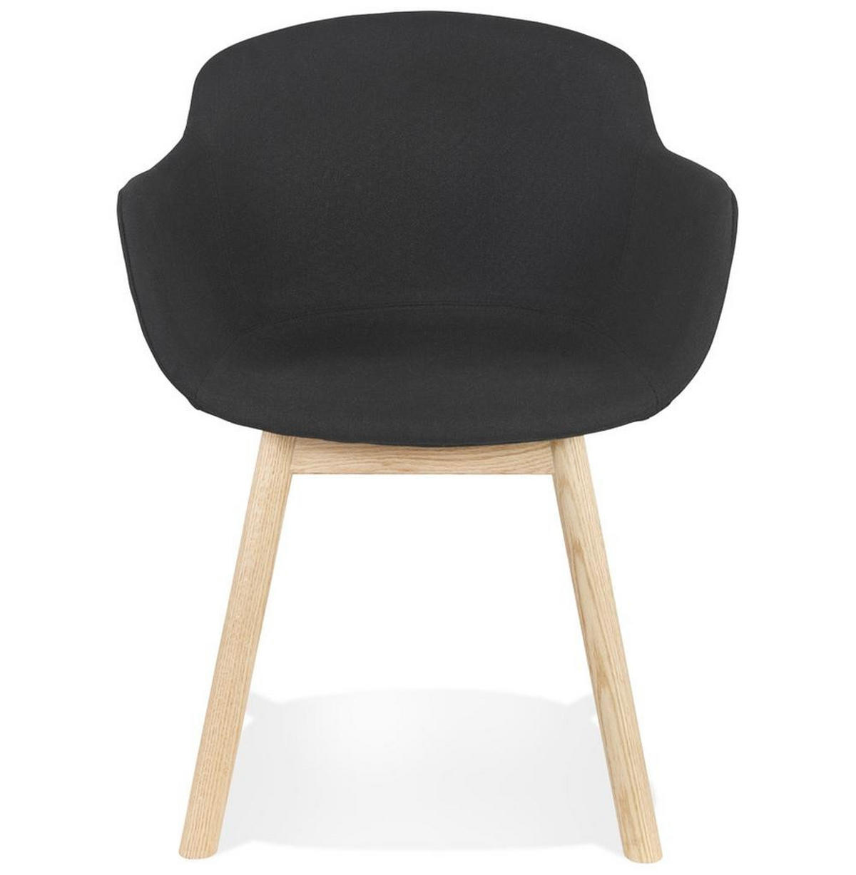 ESSZIMMERSTUHL Stoff mit Eichenbeinen und gepolsterten Armlehnen Ergonomisch, Schwarz 54x59x80 cm - Beige/Schwarz, Eichenholz/Textil (59/80/54cm) - KADIMA DESIGN