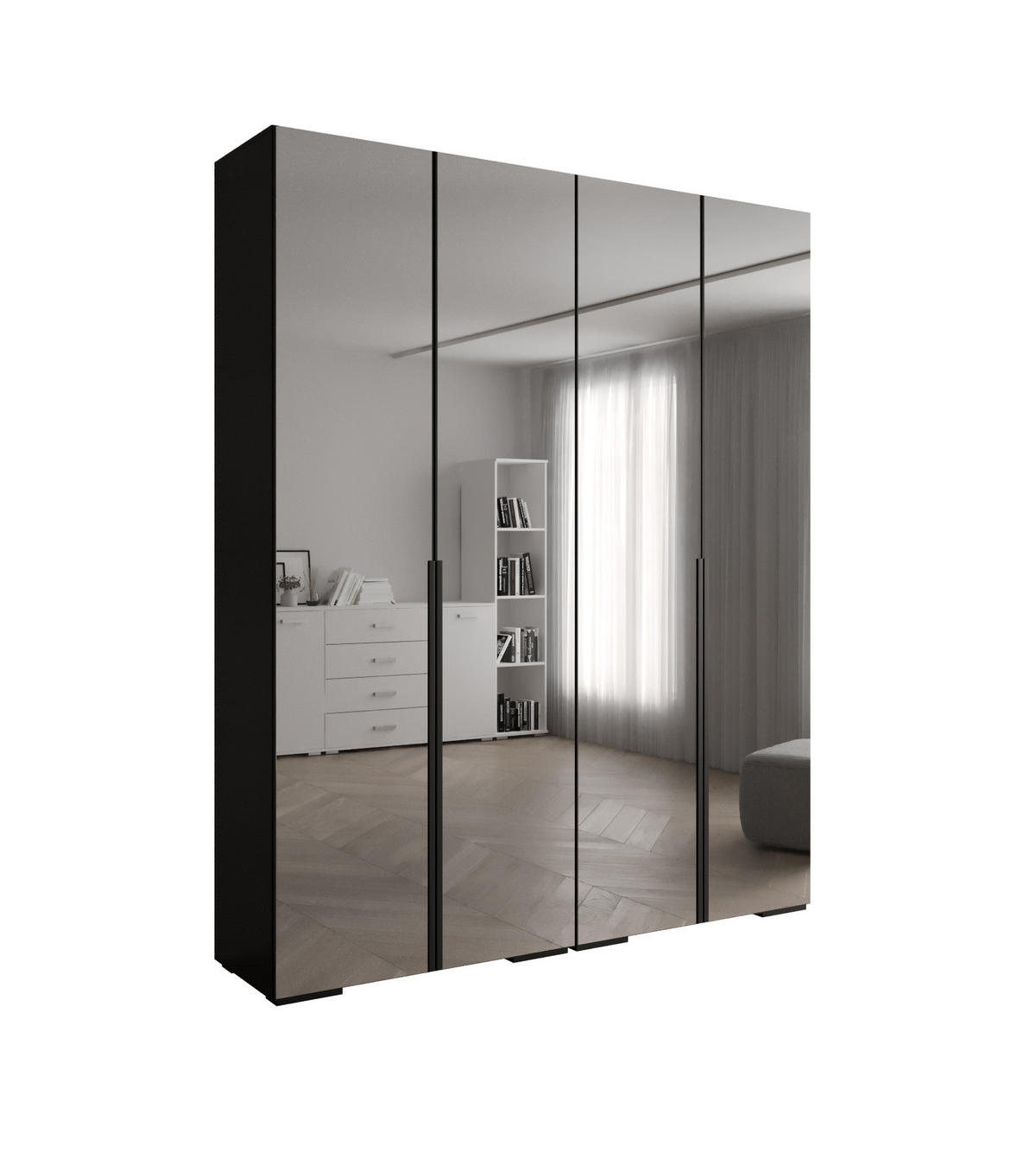 DREHTÜRENSCHRANK 236.7/200/47 4-türig - Schwarz, Holz/Metall (200/236.7/47cm) - Abiks Möbel