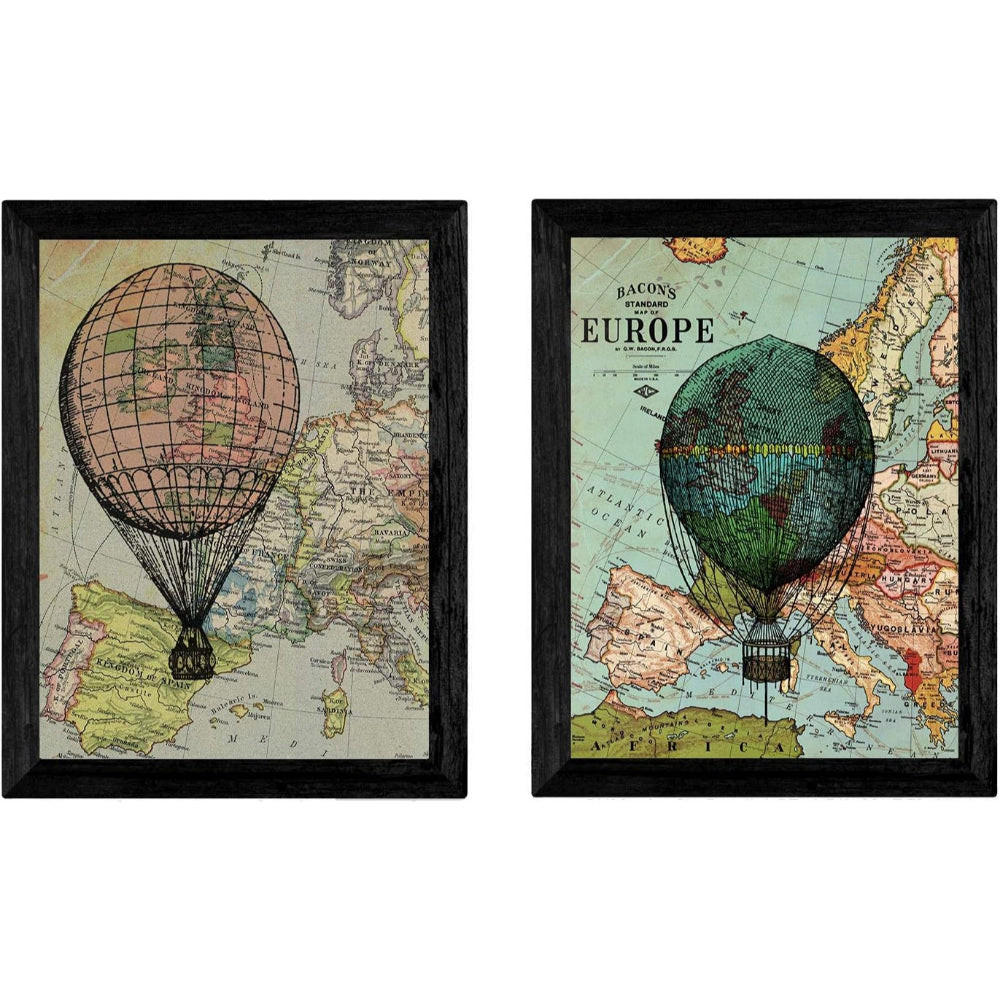 POSTER Set Mit 2 Vintage Landkarten . A4 Rahmenlos - Klar, Papier (29.7/5/21cm) - Nacnic