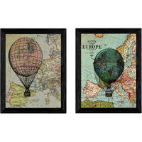 POSTER Set Mit 2 Vintage Landkarten . A4 Rahmenlos - Klar, Papier (29.7/5/21cm) - Nacnic