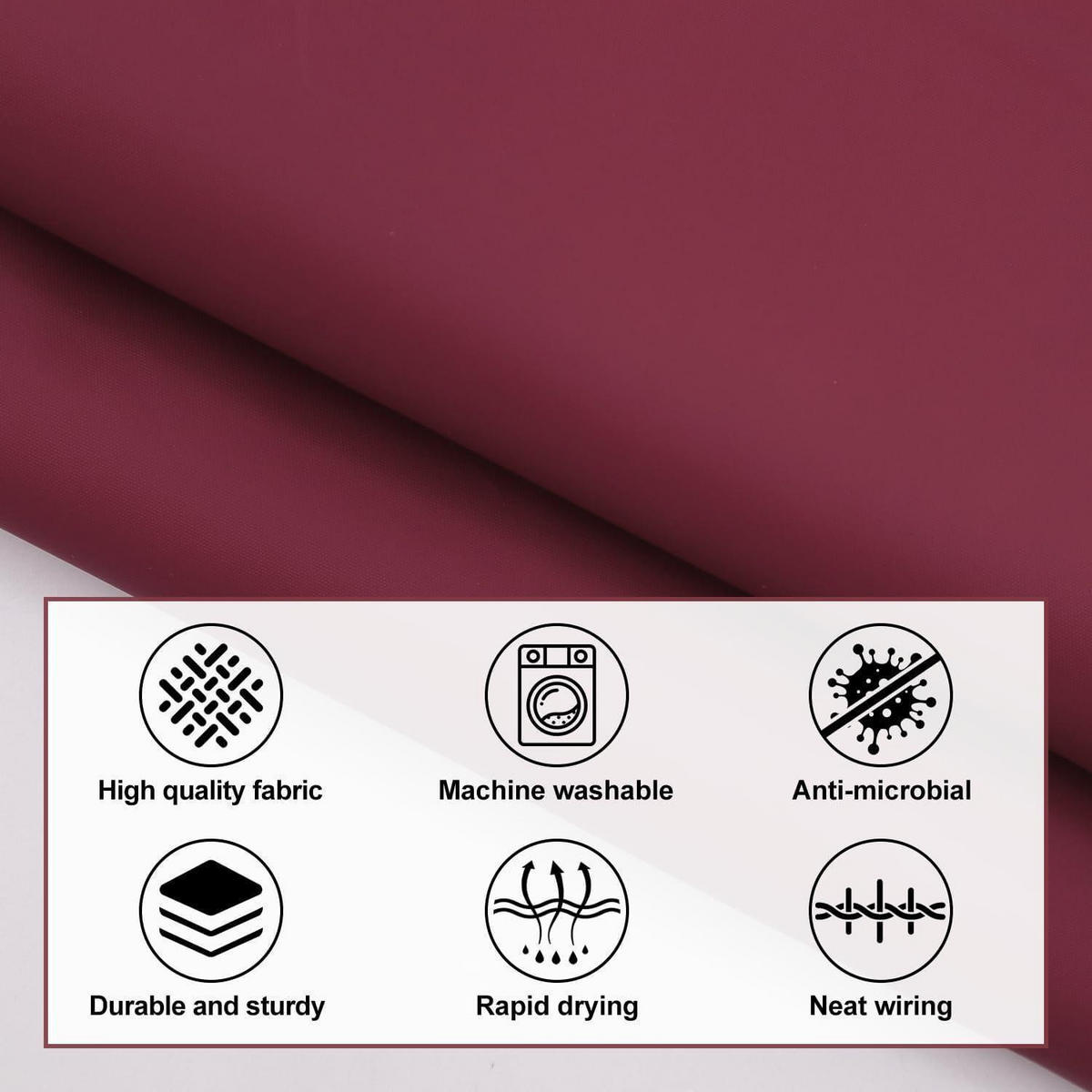 DUSCHVORHANG Dunkel Rot 180 x 180 cm - Bordeaux, Kunststoff (180/180cm)