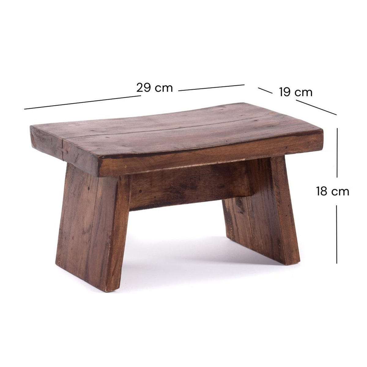 FUSSHOCKER SCHEMEL Recyclingholz massiv 02 hellbraun - Hellbraun, Holz (29/18/19cm) - DESIGN DELIGHTS