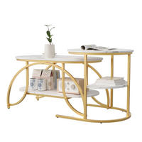 COUCHTISCH 80x46 cm mit Marmoroptik & Metallgestell, Goldfarben - Goldfarben, Metall (46/80/51cm) - EuroLiving