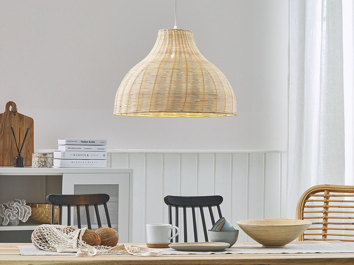 HÄNGELEUCHTE Millian 50/50/117 cm - Beige, Naturmaterialen (50/50/117cm) - Beliani